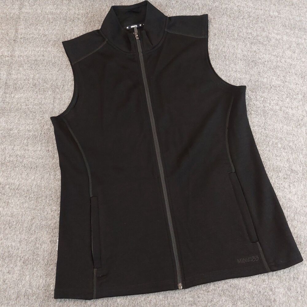 Minus33 Women's Heavyweight Wool Vest Size XL Black 100% Superfine Merino Wool